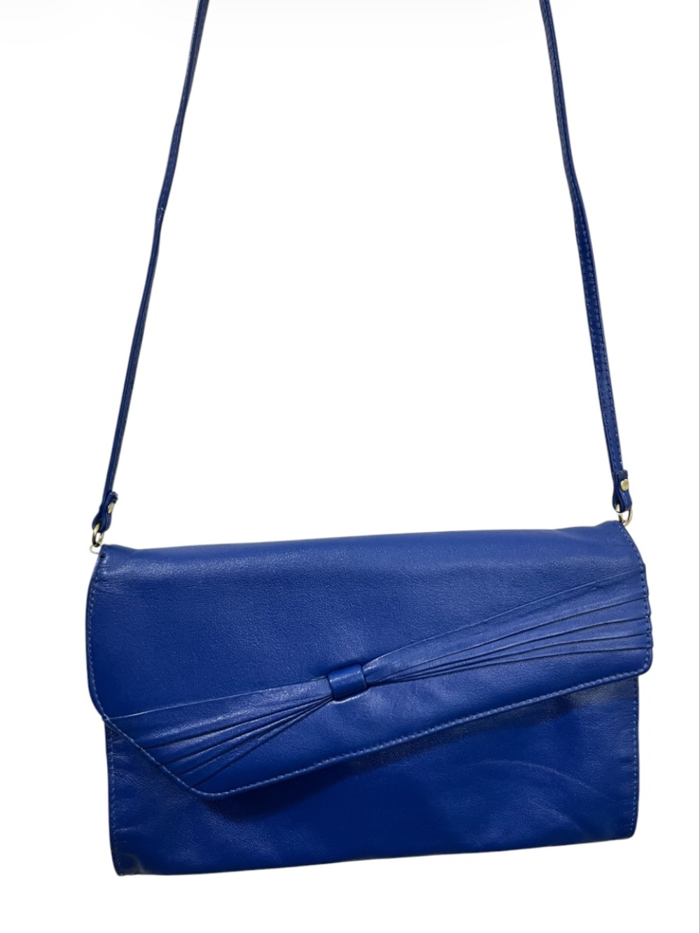 Vintage Cabrelli Blue Leather Crossbody Clutch Bag